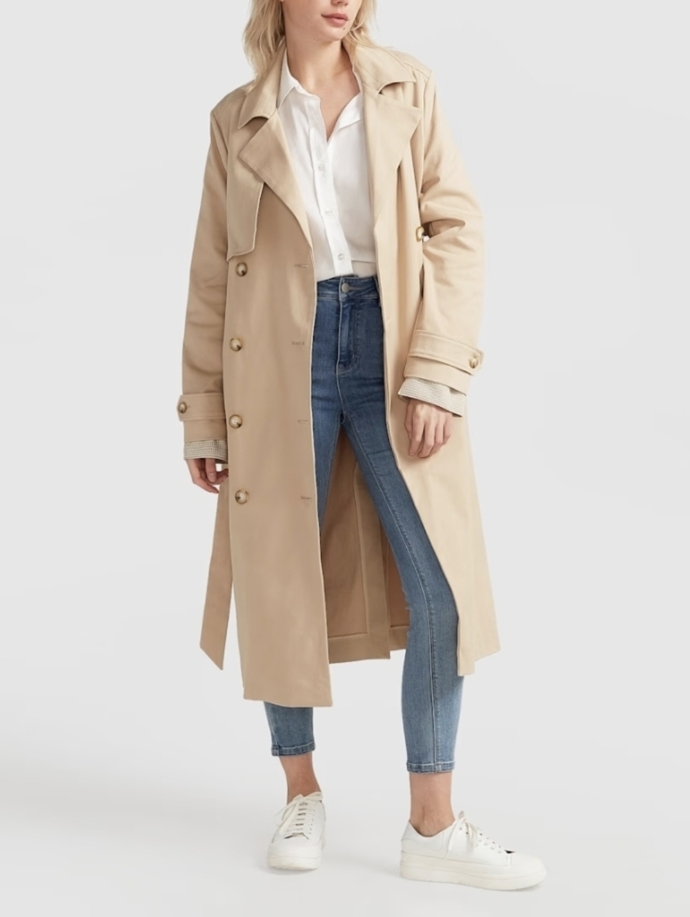Belle & Bloom Empirical Camel Trench Coat Size Large